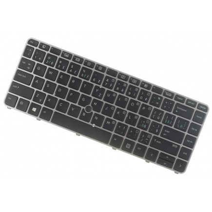 HP ProBook 740 G3 Klávesnica CZ / SK Strieborný rámček, podsvietená, Trackpoint